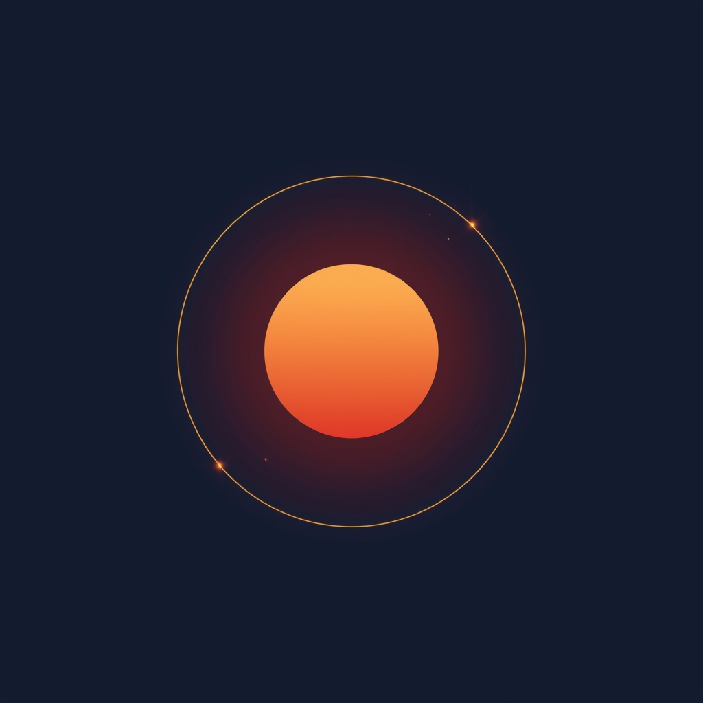 Poster-style glowing circle graphic on navy.
