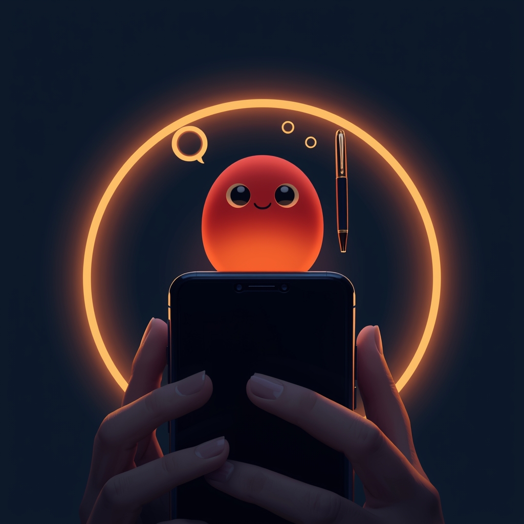 A founder holds a smartphone as Ward, the Vitez Super AI shield character, rises above the glowing screen.
